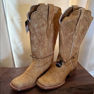 Durango Tan Western Stitch-Detail Cowgirl Boots